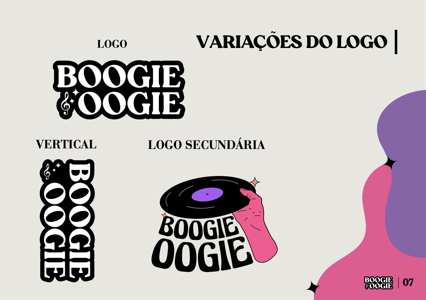 Logo principal, vertical e secundária da Boogie Oogie