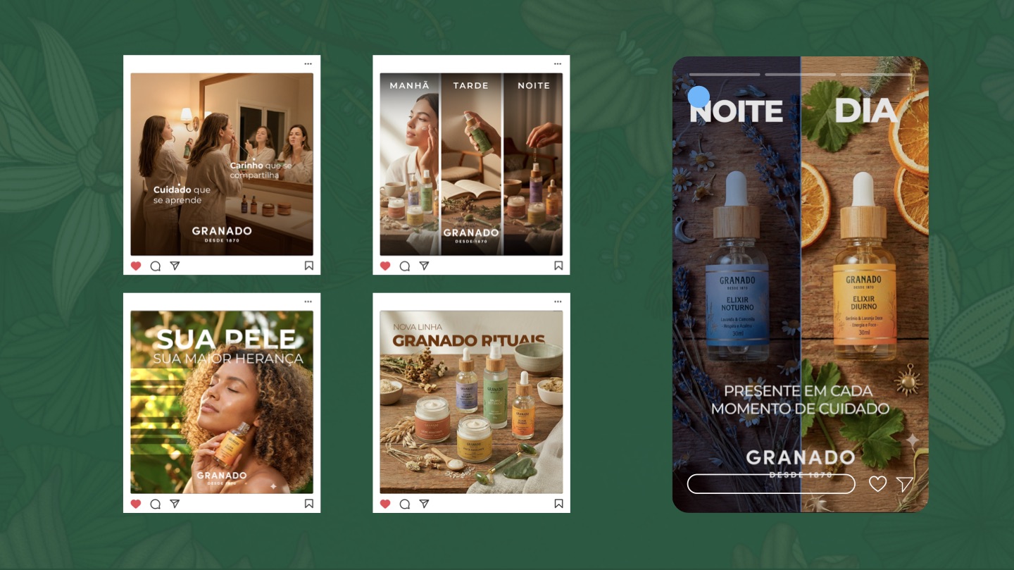 Grade de posts e stories da Granado