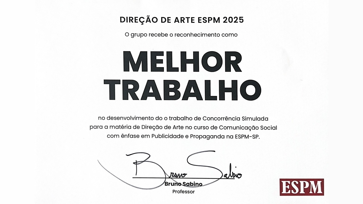 Certificado de Melhor Trabalho, Direção de Arte ESPM 2025